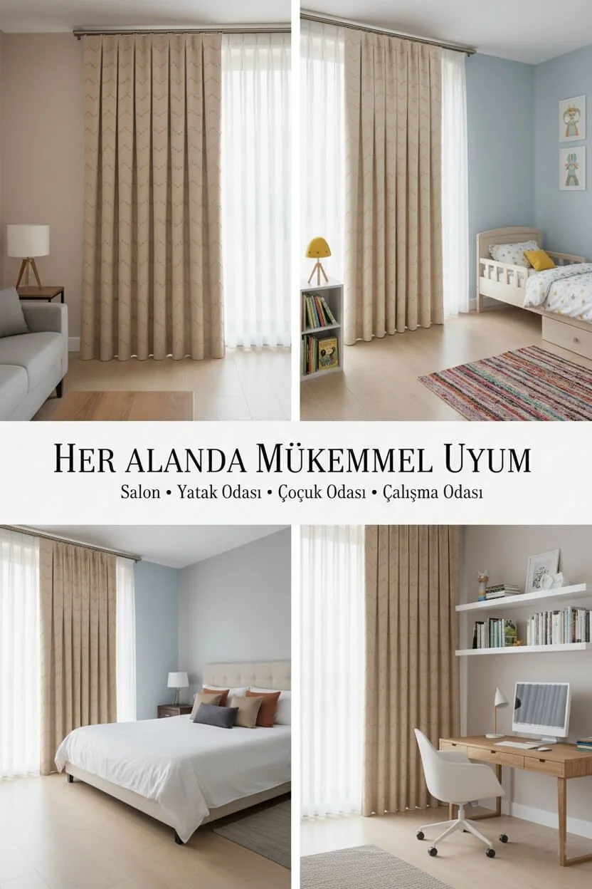 Cortinas Beige Texturizadas Diseño Zigzag con Pompones | A Medida, Técnica de Confección Personalizada