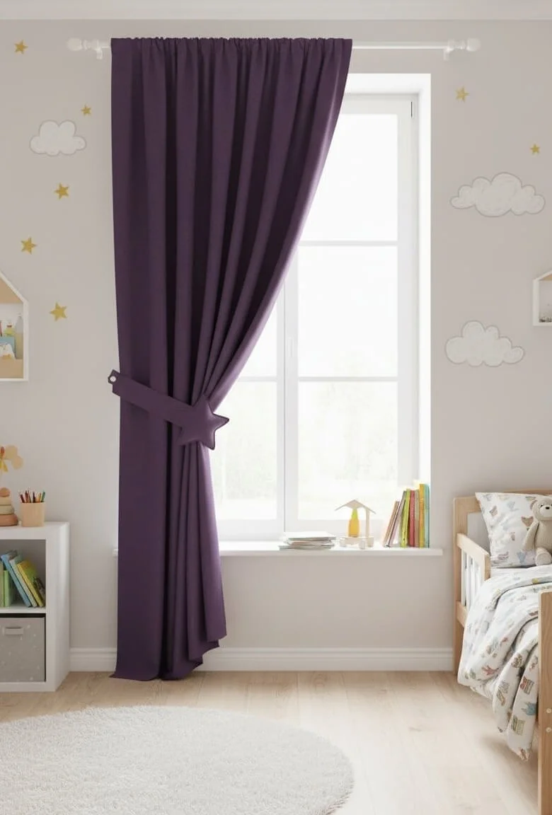 Rideaux en Velours Doux Violet, Rideaux Unis sur Mesure