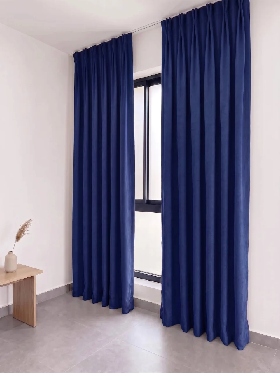 Royal / Parliament Blue Velvet Textured Curtains, Custom Size Soft Fabric Solid Drapes - Custom Handmade Dimout