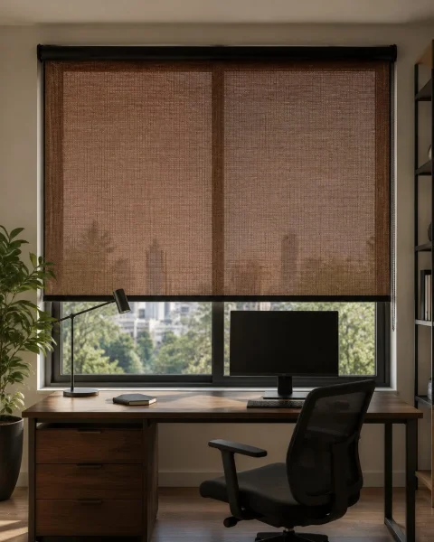 Kahverengi Screen Stor Perde | Koku Yapmaz, %8 Açıklıkla Kontrollü Gün Işığı 6