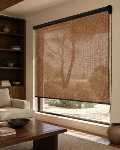 Kahverengi Screen Stor Perde | Koku Yapmaz, %8 Açıklıkla Kontrollü Gün Işığı 5