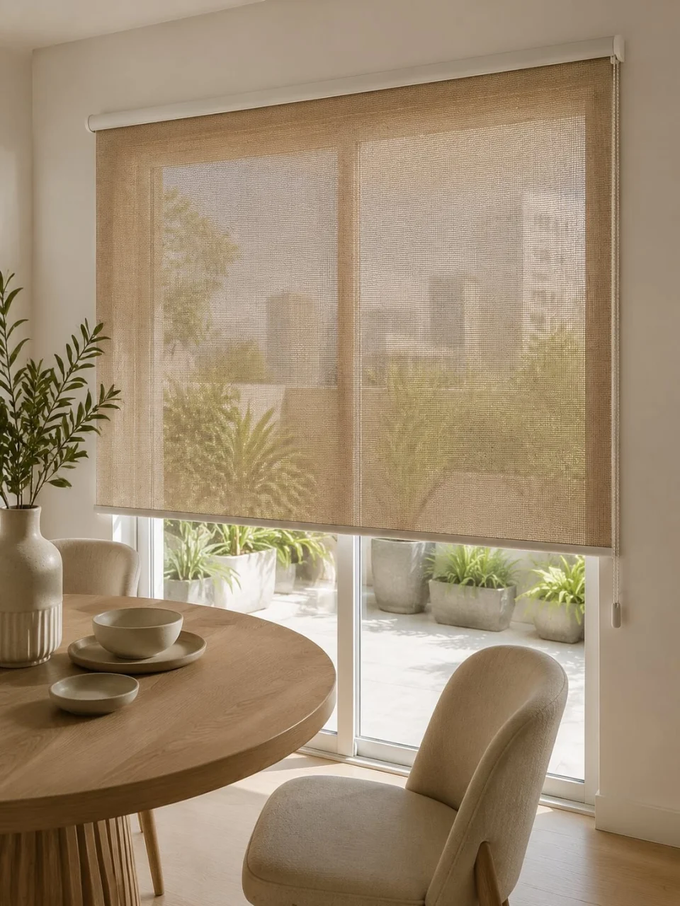 Sun Screen Açık Kahverengi Stor Perde – Koku Yapmaz ve Işık Geçirgen