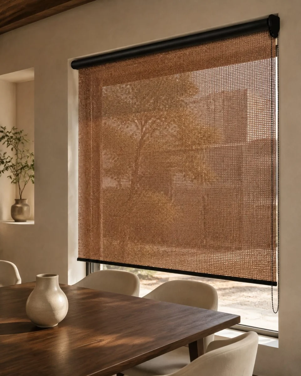 Kahverengi Screen Stor Perde | Koku Yapmaz, %8 Açıklıkla Kontrollü Gün Işığı