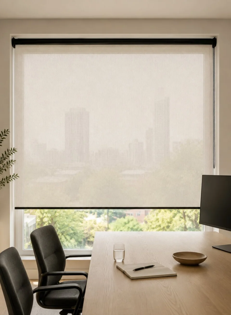 Krem Screen Rulon Pərdə | 8% Açıqlıq və Fərdi Ölçü