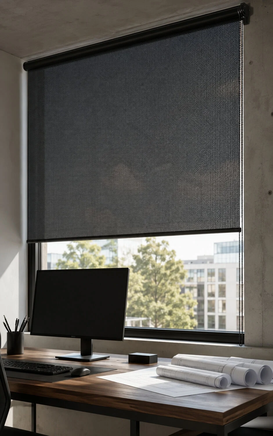 Koyu Gri Screen Stor Perde | %5 Açıklık, Ölçüye Özel