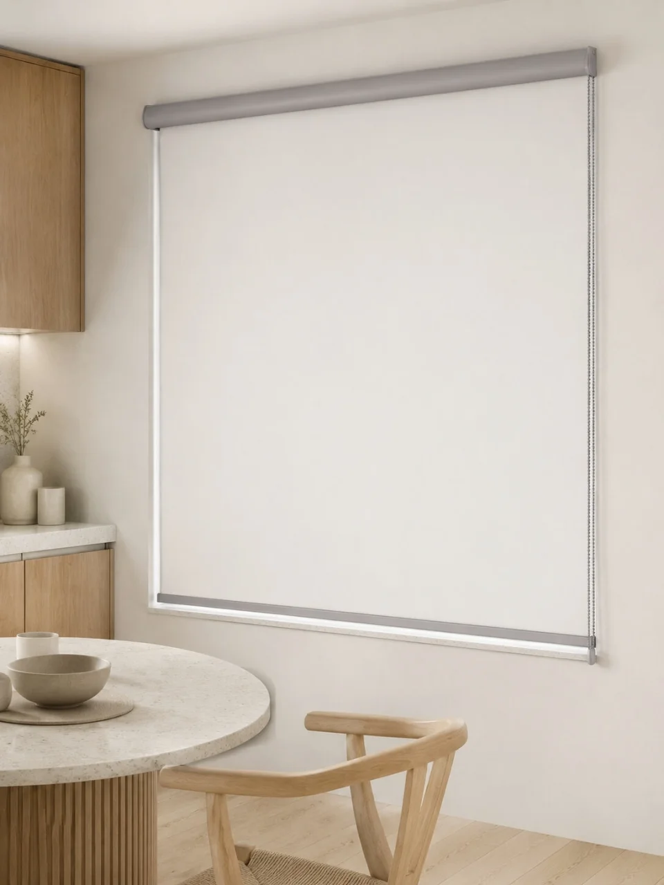 Özel Ölçü %100 Karartma Kırık Beyaz Blackout Stor Perde – Silinebilir, Kolay Montaj